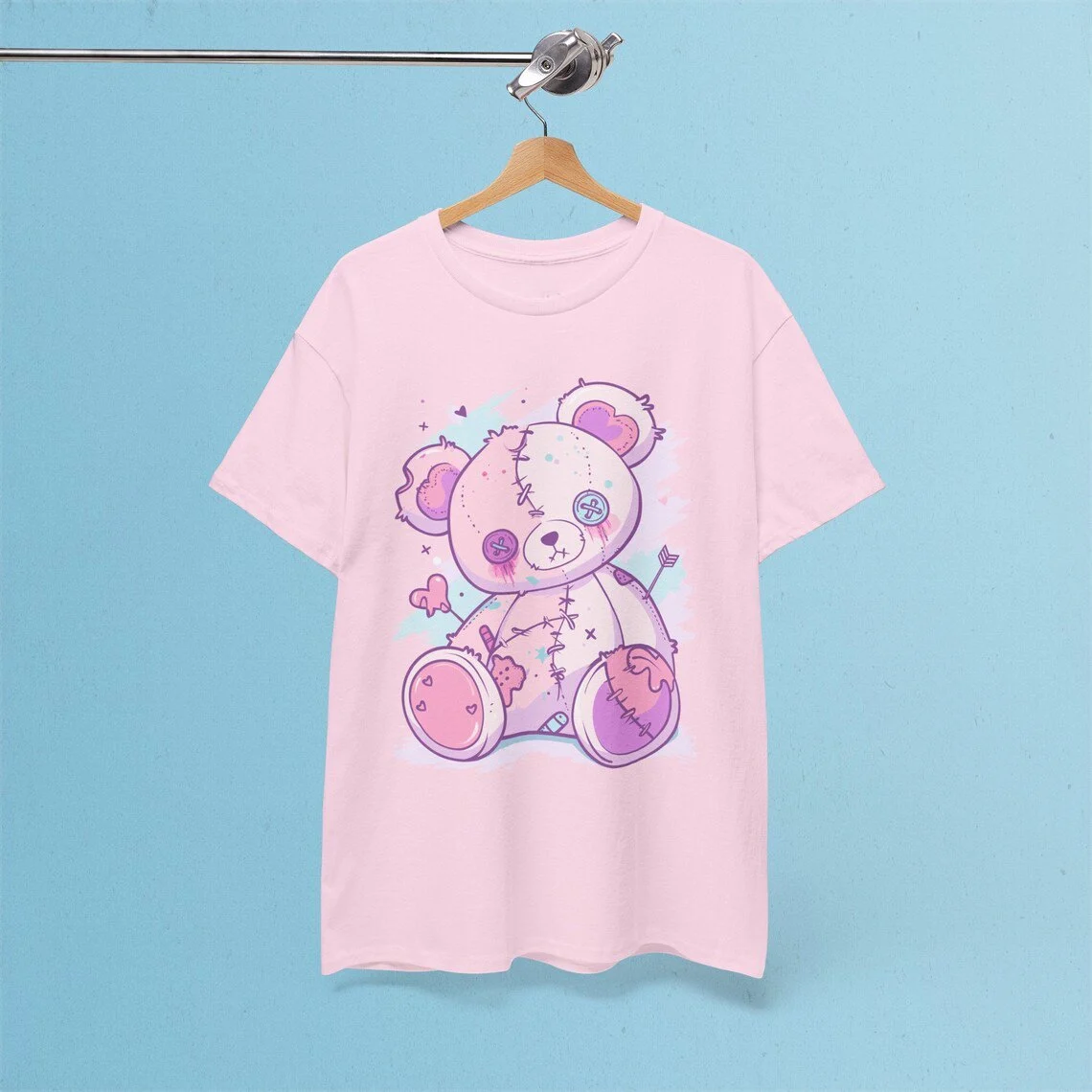 Pastel Goth Teddy Bear Light Pink T-Shirt